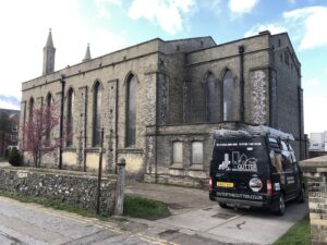 Church gutter maintenance carried out in Norfolk by Out of the Gutter